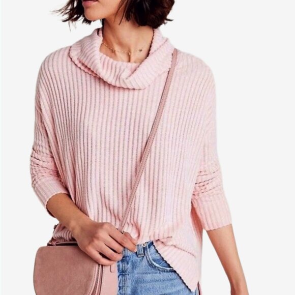 Maeve Anthropologie Pink Ribbed Cowl Neck Sweater Pullover Knit Top XS - Picture 10 of 10